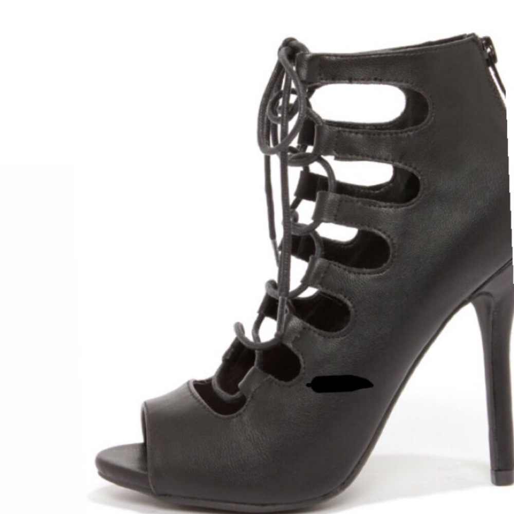 Lace up open toe heels